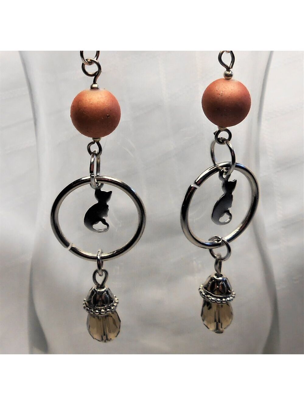 No. 403 - Handmade earrings with Tibetan silver cat charms